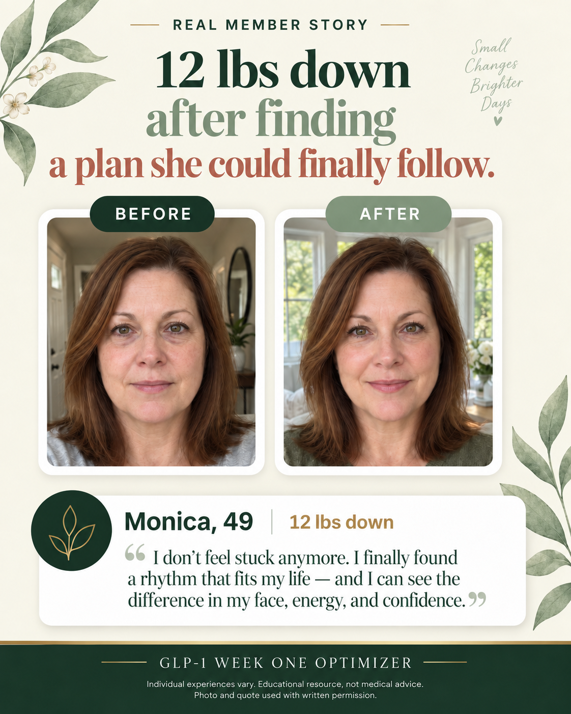 Monica's before and after story: 12 pounds down