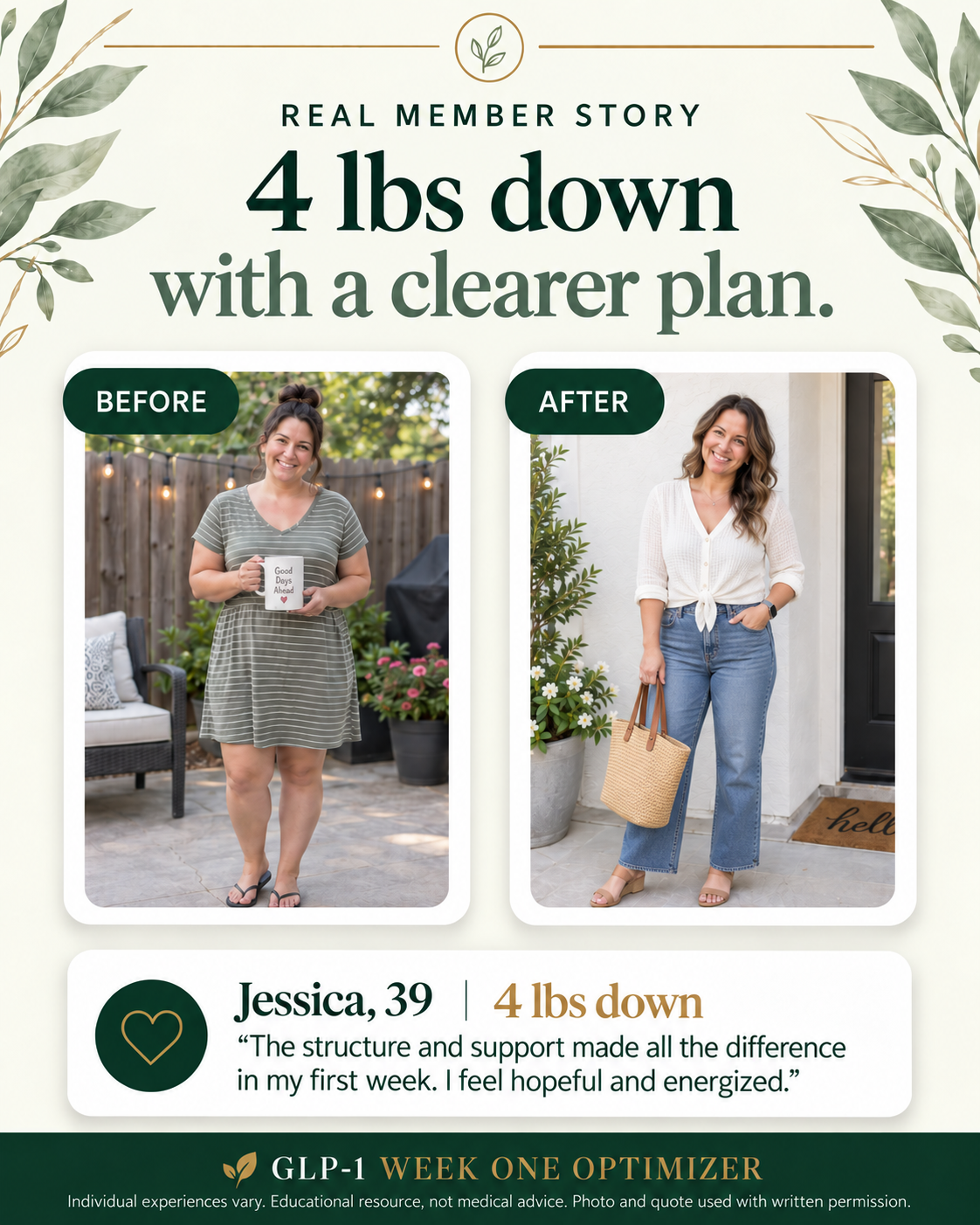 Jessica's before and after story: 4 pounds down