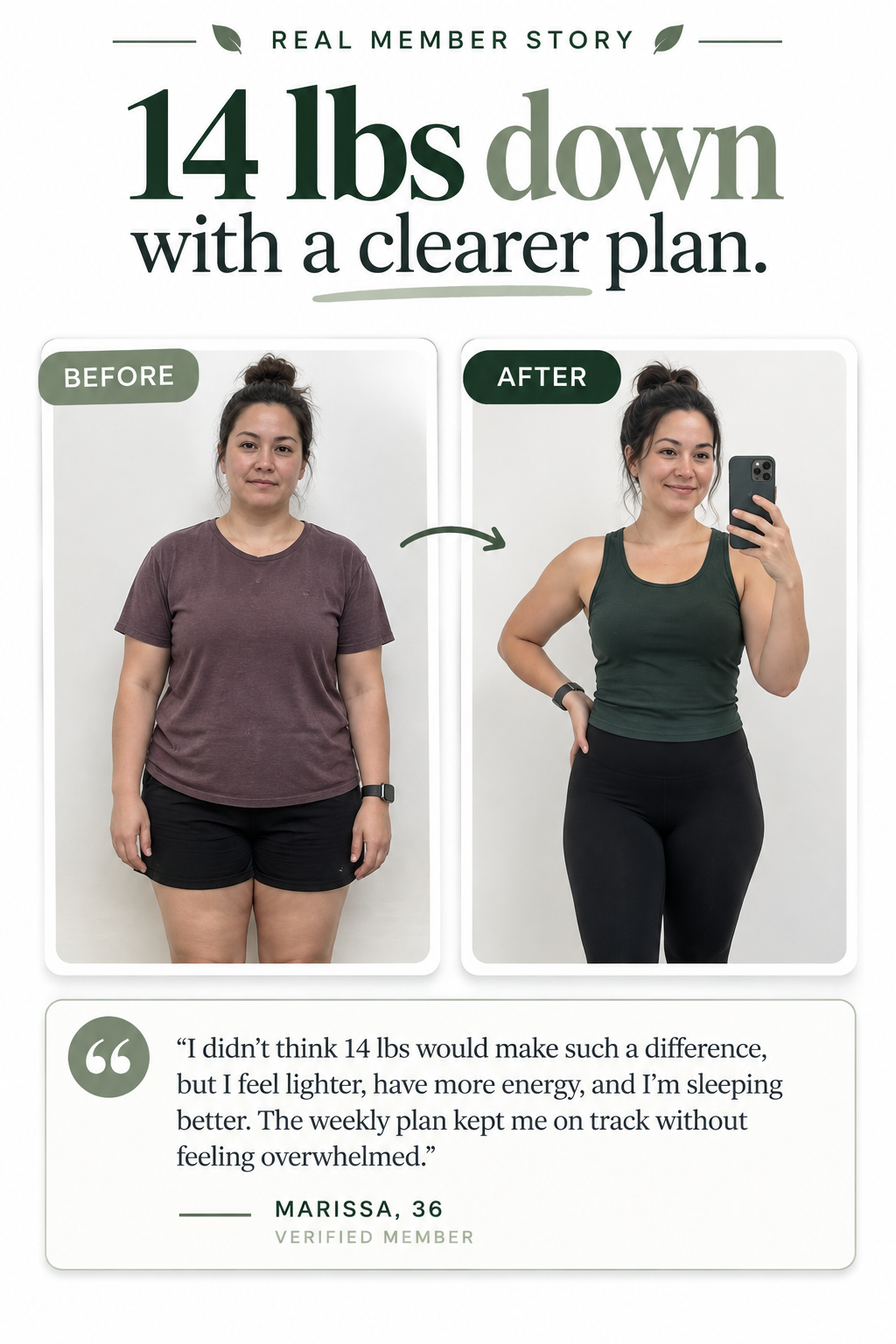Marissa's before and after story: 14 pounds down